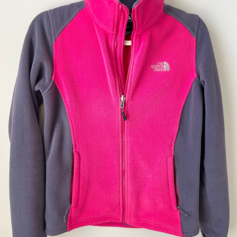 The North Face Vibrant Pink and Charcoal Fleece